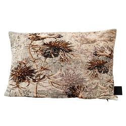 Foto van Ptmd lazzy grey cotton velvet cushion dried flowers l