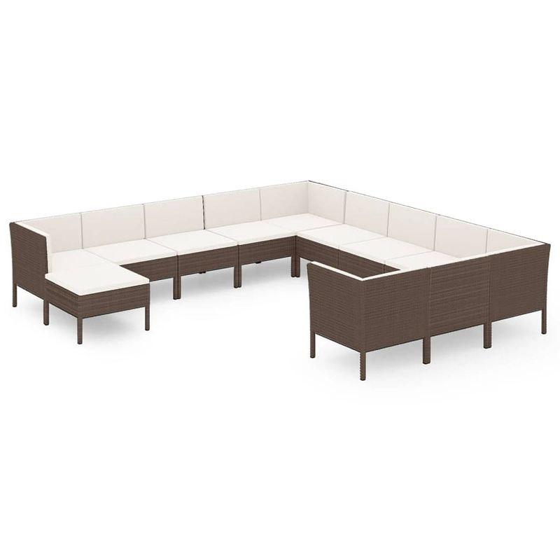 Foto van Vidaxl 12-delige loungeset met kussens poly rattan bruin