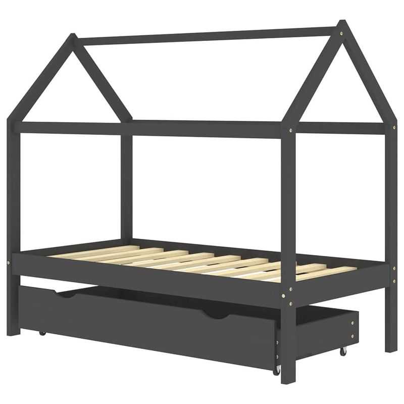 Foto van The living store kinderbedframe boomhut donkergrijs - 166x87x140cm - massief grenenhout