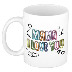 Foto van Bellatio decorations moeder/mama cadeau mok - i love you - pastel - 300 ml - moederdag/verjaardag - feest mokken