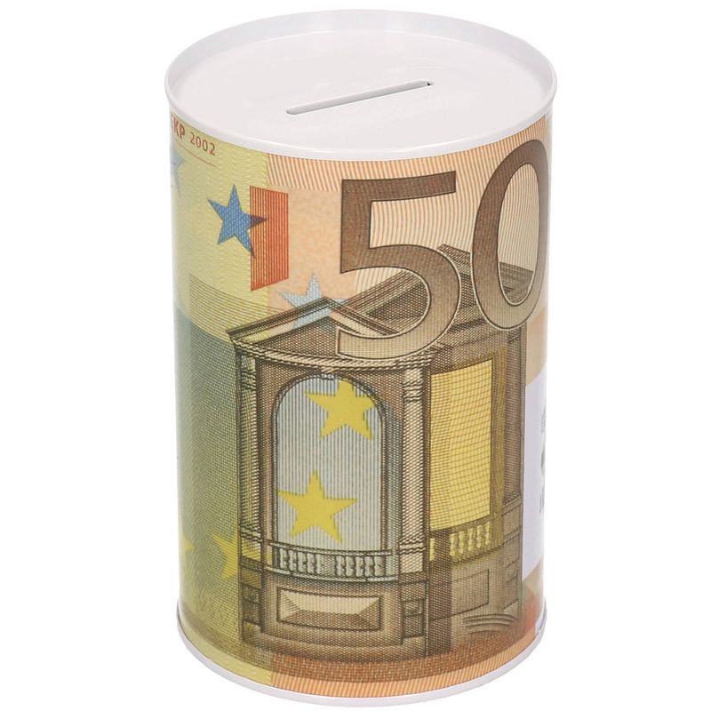 Foto van Metalen spaarpot 50 euro biljet 8 x 15 cm - spaarpotten