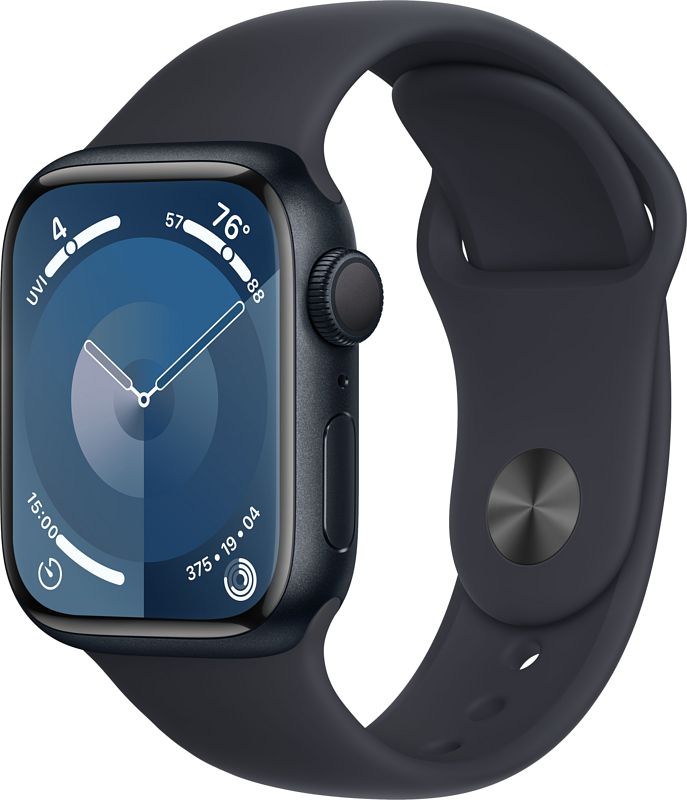 Foto van Apple watch series 9 41mm midnight aluminium sportband s/m