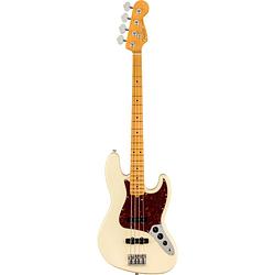 Foto van Fender american professional ii jazz bass olympic white mn elektrische basgitaar met koffer