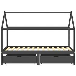 Foto van Infiori kinderbedframe met lades grenenhout donkergrijs 90x200 cm