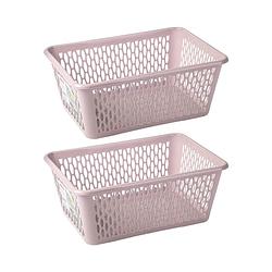 Foto van Plasticforte opbergmand/kastmandje - 2x - 13 liter - roze - kunststof - 26 x 37 x 14 cm - opbergbox