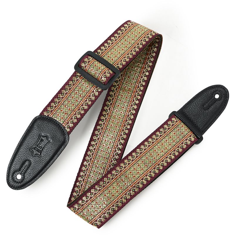 Foto van Levys leathers m8tf-001 geweven gitaarband met print - thais motief bordeaux