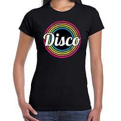 Foto van Disco verkleed t-shirt zwart voor dames - 70s, 80s party verkleed outfit 2xl - feestshirts