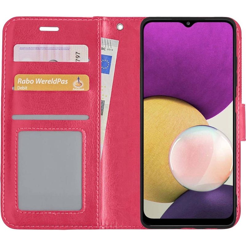 Foto van Basey samsung galaxy a22 4g hoesje book case kunstleer cover hoes - donkerroze