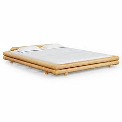 Foto van The living store bamboe bedframe - vintage rustieke stijl - 220x180x36.5 cm - geschikt voor 200x160x10 cm matras -