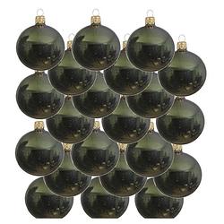 Foto van 18x glazen kerstballen glans donkergroen 8 cm kerstboom versiering/decoratie - kerstbal