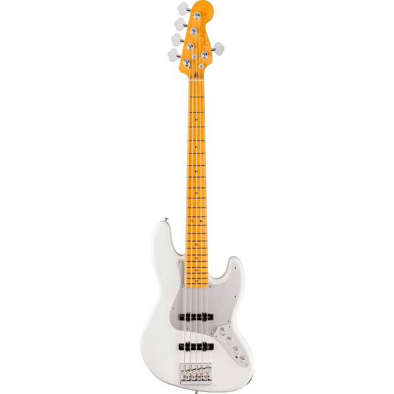 Foto van Fender american ultra ii jazz bass v mn avalanche 5-snarige elektrische basgitaar met koffer