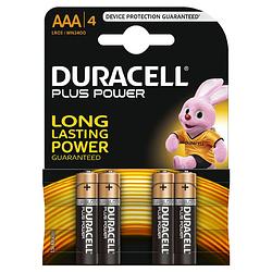 Foto van Duracell plus power aaa alkaline batterijen - 4 stuks