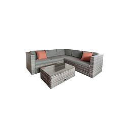 Foto van Feel furniture - wicker corner loungeset - verona - grijs