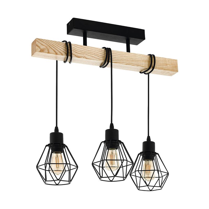 Foto van Eglo townshend 5 plafondlamp - e27 - 55 cm - zwart/bruin