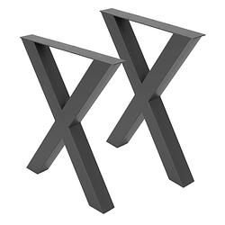 Foto van Ml-design set van 2 x-vormige tafelpoten, antraciet, 60x72,5 cm, gemaakt van staal