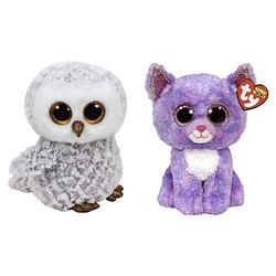 Foto van Ty - knuffel - beanie buddy - owlette owl & cassidy cat