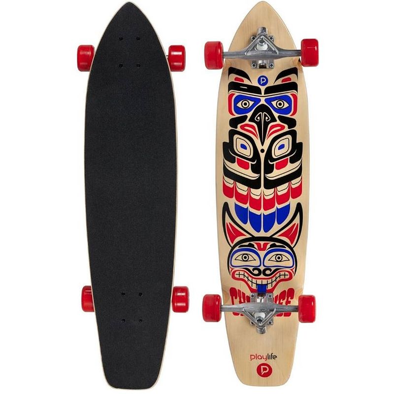 Foto van Playlife longboard cherokee 91 x 22 cm hout zwart/rood/blauw