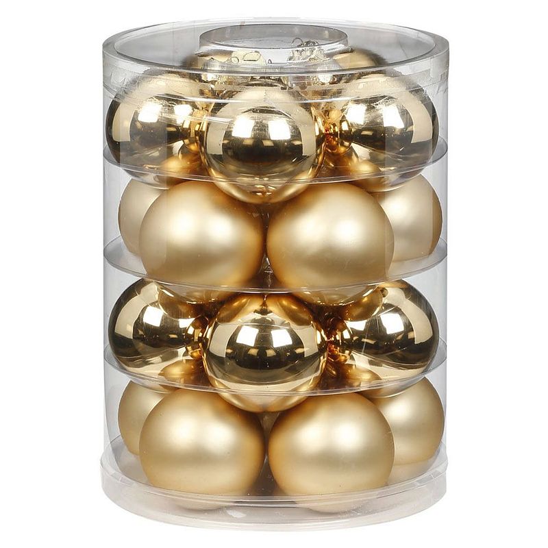 Foto van 20x stuks glazen kerstballen elegant goud mix 6 cm glans en mat - kerstbal