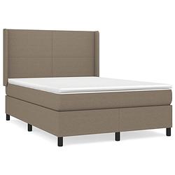 Foto van The living store boxspringbed - pocketvering - 140x200 cm - taupe - met verstelbaar hoofdbord