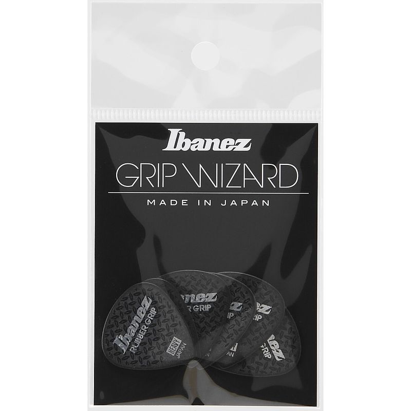 Foto van Ibanez ppa16hrgbk grip wizard rubber grip plectrumset 6-pack heavy zwart