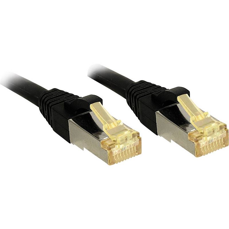 Foto van Lindy 47306 rj45 netwerkkabel, patchkabel cat 6a (losse kabel cat 7) s/ftp 0.50 m zwart snagless 1 stuk(s)