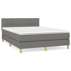 Foto van The living store boxspringbed - bed - bedframe 193 x 144 x 78/88 cm - donkergrijs - inclusief matras en topmatras