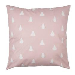 Foto van Haes deco - kerst kussenhoes 45x45 cm - roze - collectie: sweet and cosy - sierkussen, kussenhoes