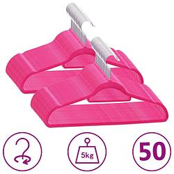 Foto van Vidaxl 50-delige kledinghangerset anti-slip fluweel roze