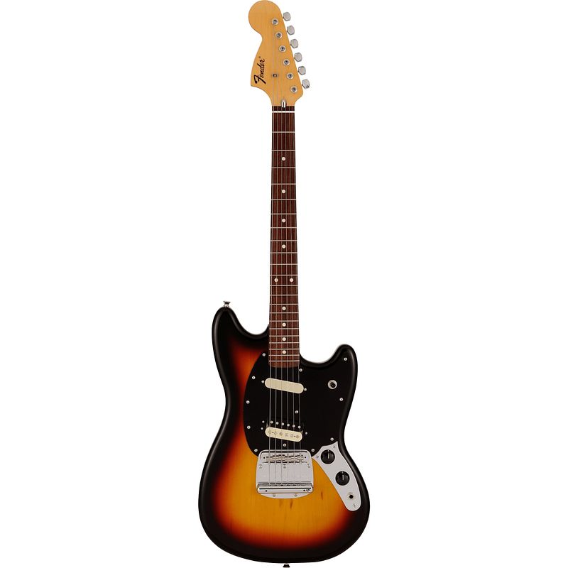 Foto van Fender japan fsr traditional mustang rw 3-color sunburst elektrische gitaar met gigbag