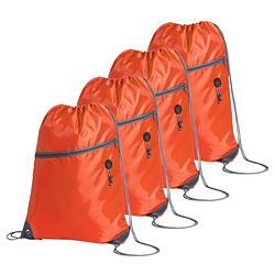 Foto van Sport gymtas/rugtas/draagtas - 4x - oranje met rijgkoord 34 x 44 cm van polyester - gymtasje - zwemtasje