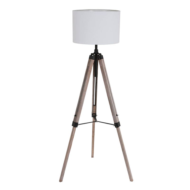 Foto van Mexlite triek vloerlamp wit hout 165 cm hoog