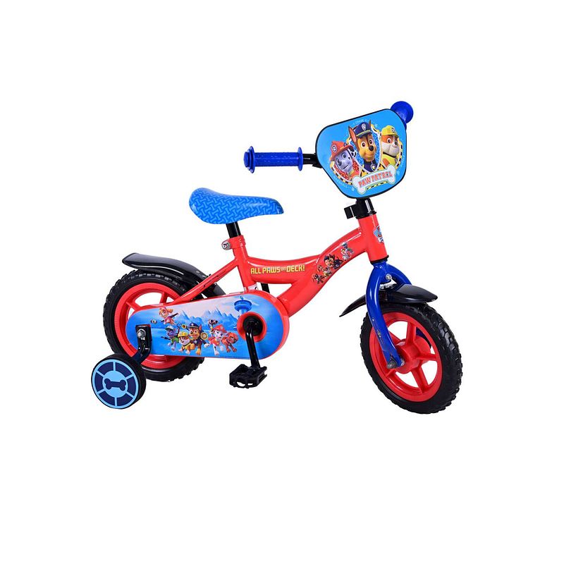 Foto van Paw patrol kinderfiets - jongens - 10 inch - rood/blauw - doortrapper