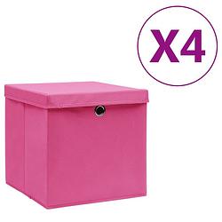 Foto van Vidaxl opbergboxen met deksels 4 st 28x28x28 cm roze