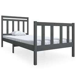 Foto van The living store bedframe grenenhouten - bedframe - 205.5 x 96 x 100 cm - grijs