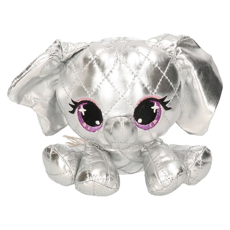 Foto van Pluche designer knuffel p-lushes pets olifant zilver 16 cm - knuffeldier