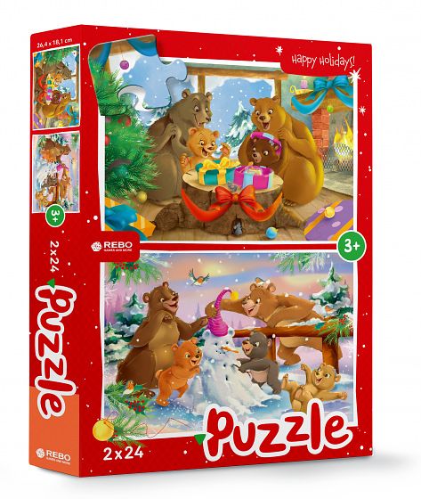 Foto van Rebo productions legpuzzel christmas bears junior 24/24 stukjes