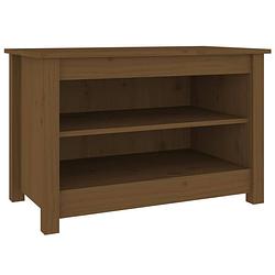 Foto van The living store schoenenbank grenenhout - schoenenkast - 70 x 38 x 45.5 cm - honingbruin