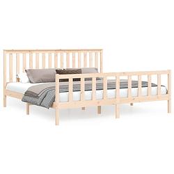 Foto van The living store massief grenenhout bedframe - 205.5 x 206 x 101 cm - rustieke uitstraling