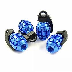 Foto van Tt-product ventieldoppen blue grenades handgranaat 4 stuks blauw