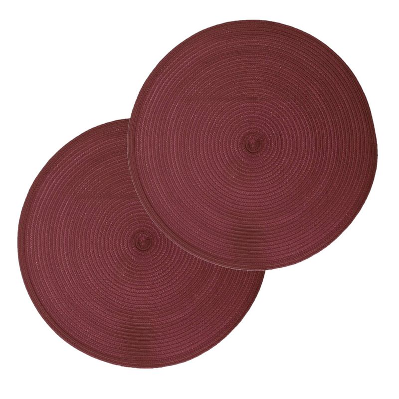 Foto van Set van 6x stuks placemats gevlochten kunststof bordeaux rood 38 cm - placemats