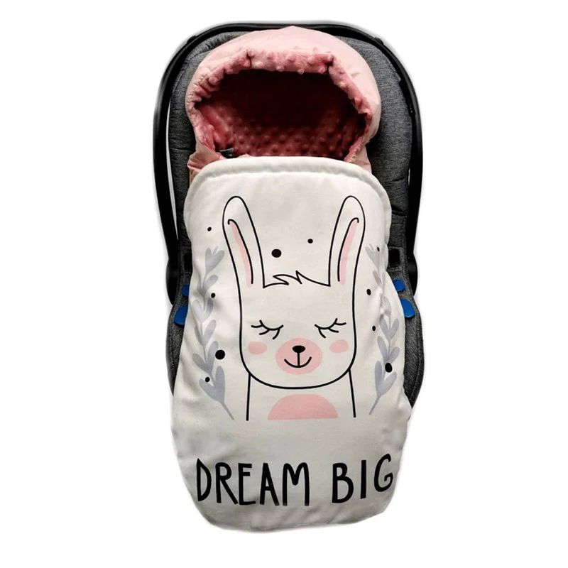 Foto van Lovegifts luxe handgemaakte voetenzak en slaapzak konijn voor maxi cosi of kinderwagen universeel
