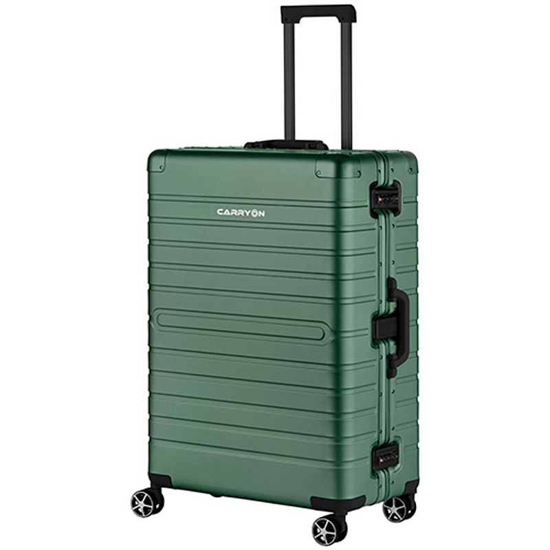 Foto van Carryon uld reiskoffer 76cm - luxe aluminium koffer met dubbel tsa-slot en wielen - groen