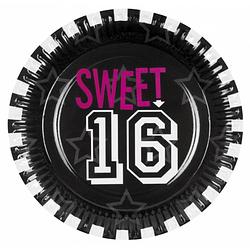 Foto van Sweet 16 feest thema borden 18x stuks van papier - feestbordjes