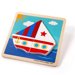 Foto van Bigjigs chunky lift out boat puzzle