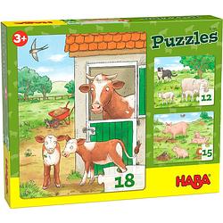 Foto van Haba legpuzzel boerderijdieren junior 20 x 25 cm karton 3-delig