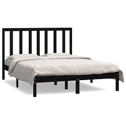 Foto van Vidaxl bedframe massief grenenhout zwart 140x190 cm