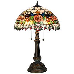 Foto van Haes deco - tiffany tafellamp rood, groen ø 41x67 cm fitting e27 / lamp max 2x60w