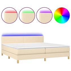 Foto van The living store boxspring bedden - crème - 203 x 200 x 78/88 cm - led - pocketvering matras - huidvriendelijk