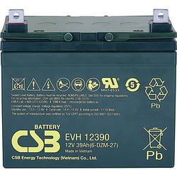 Foto van Csb battery evh 12390 loodaccu 12 v 39 ah loodvlies (agm) (b x h x d) 196 x 178 x 155 mm m6-schroefaansluiting cyclusbestendig, onderhoudsvrij, geringe