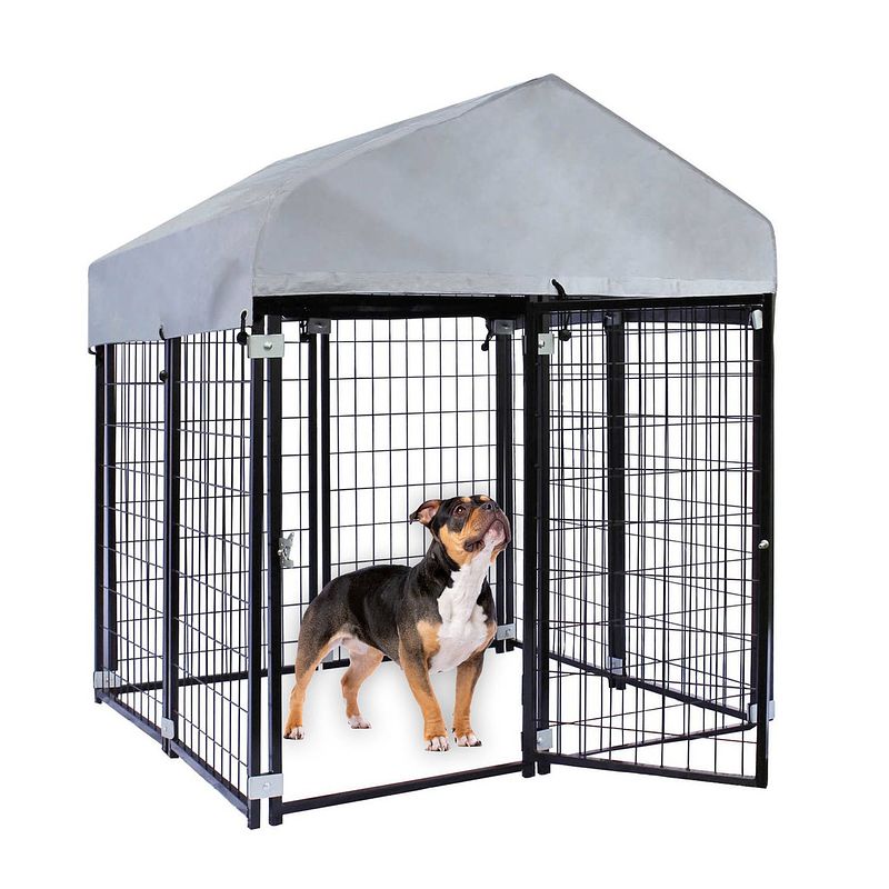 Foto van Maxxpet hondenkennel afneembaar dak - dierenverblijf - 2,4 x 1,2 x 1,4 m - zwart